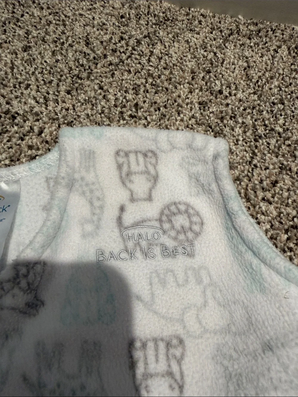 HALO White Sleep Sack with Gray and Light Blue Animal Prints